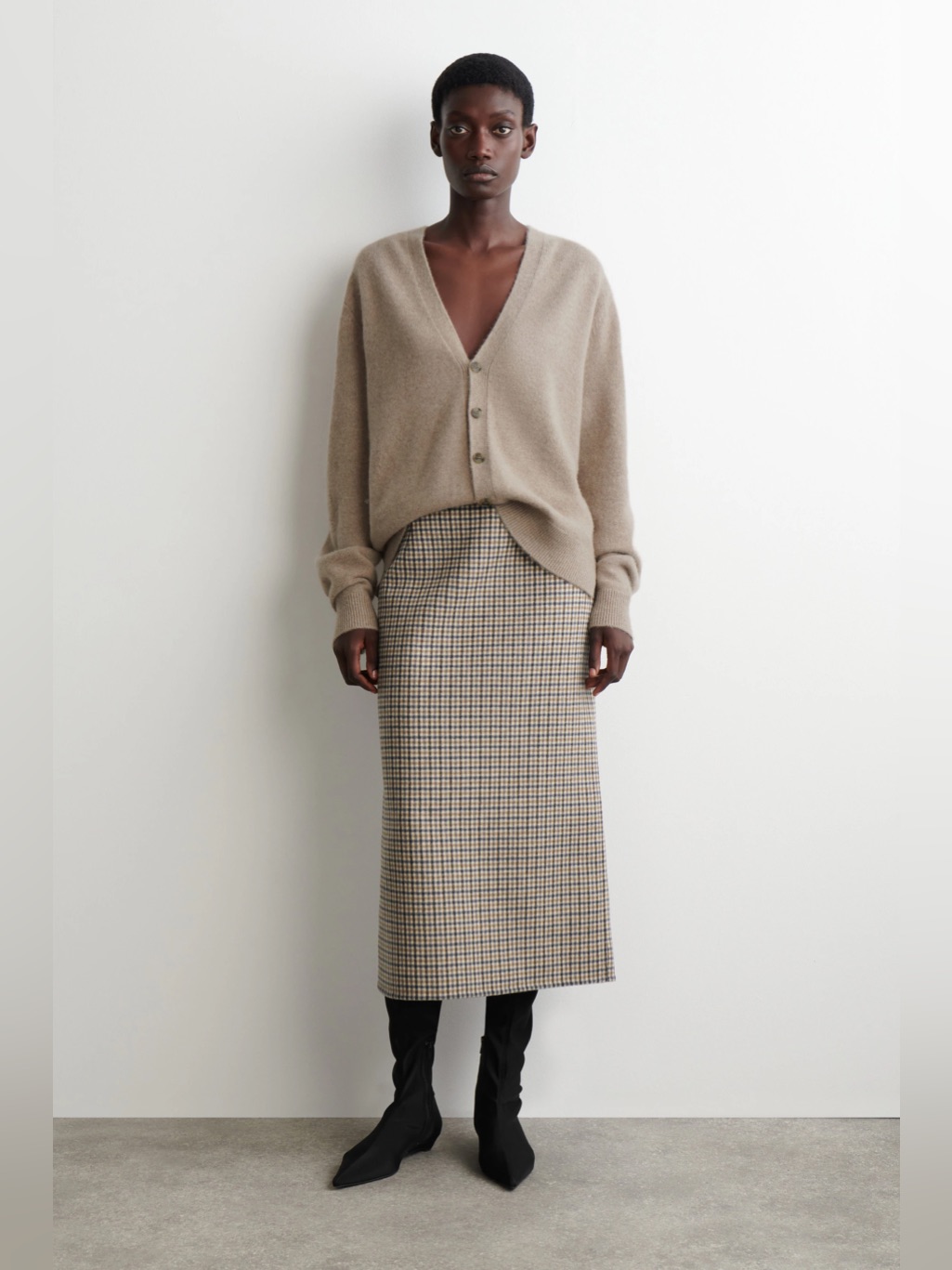 Cos Checked Double Face Wool Skirt